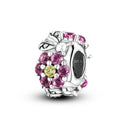 Silver Plated Purple Charm Flower