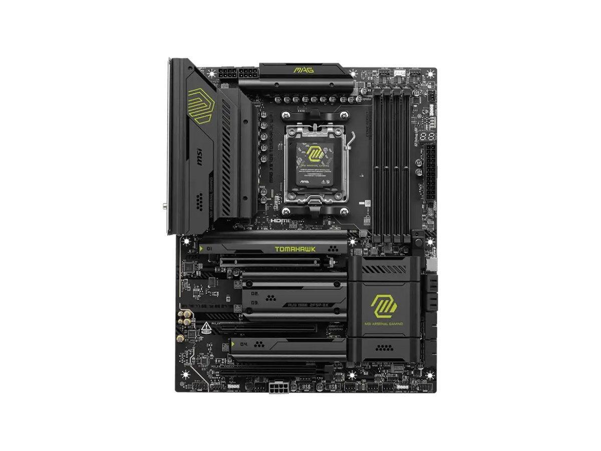 MSI MAG X870E TOMAHAWK WIFI Motherboard, ATX - Supports AMD Ryzen 9000 / 8000 / 7000 Processors, AM5 - 80A SPS VRM, DDR5 Memory Boost 8400+ MT/s (OC), PCIe 5.0 x16, M.2 Gen5, Wi-Fi 7, 5G LAN