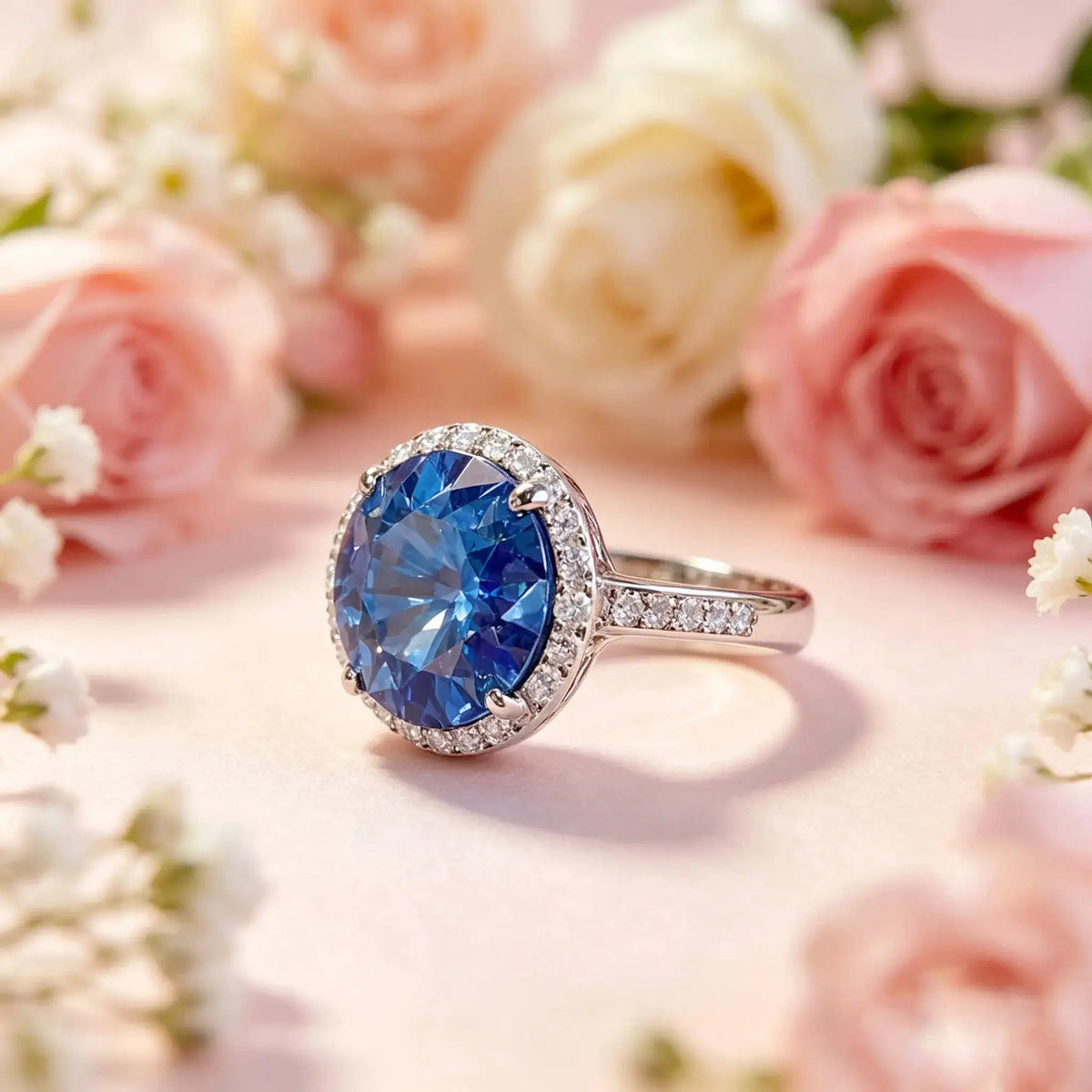 Blue Moissanite Sterling Silver Ring — product image 3