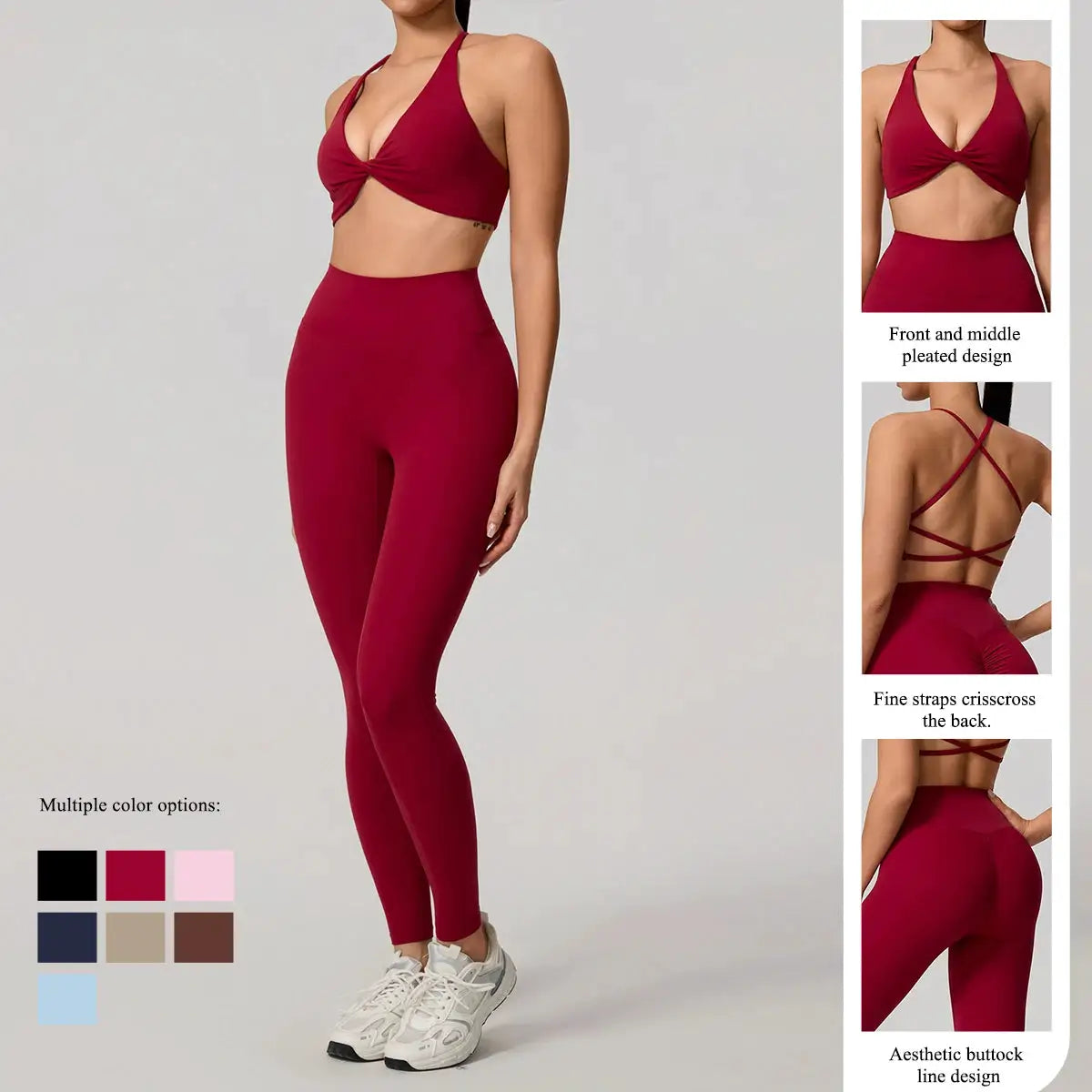 New Summer 2Pcs Women's Quick-Dry Sports Set V-Shaped Bra Female Sleeveless Yoga Outfit Gym Two-Piece Woman Sport Clothes