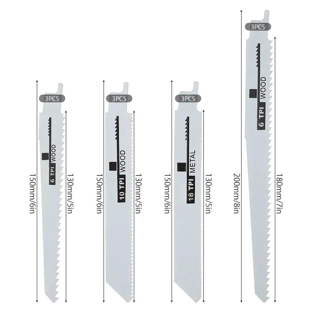 12-Pack Reciprocating Saw Blades for Wood & Metal Essential - OurLum.com
