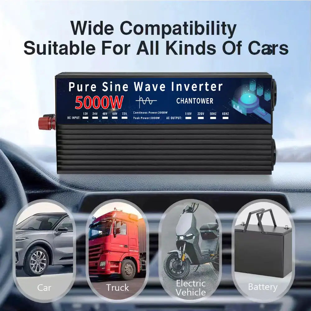 Pure Sine Wave Inverter 12V 220V/110V 1000W 1600W 2200W 3000W 4000W 5000W DC To AC Power Voltage Converter Car Solar Inverter