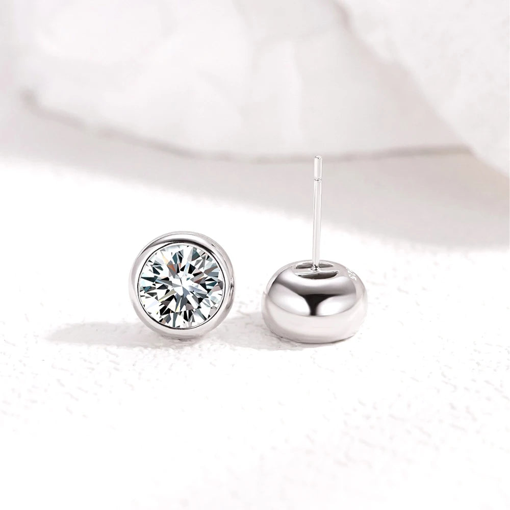 Round Moissanite Stud Earrings in Sterling Silver — product view 4