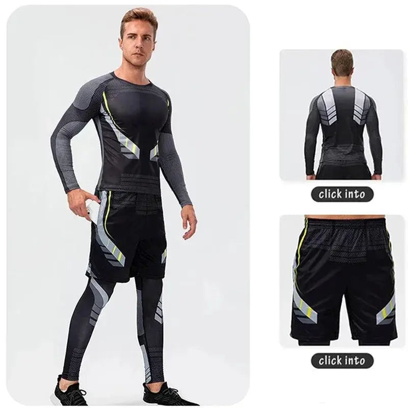 Mens Compression Running Leggings Quick Dry Athletic Tights