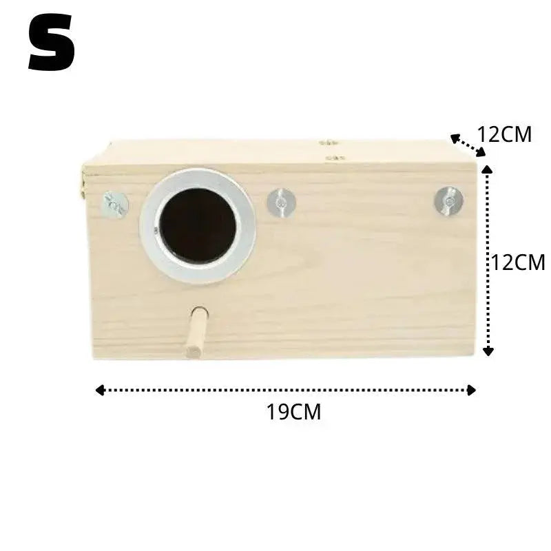 Natural Wood Parrot Breeding Box Bird House Nesting Spot