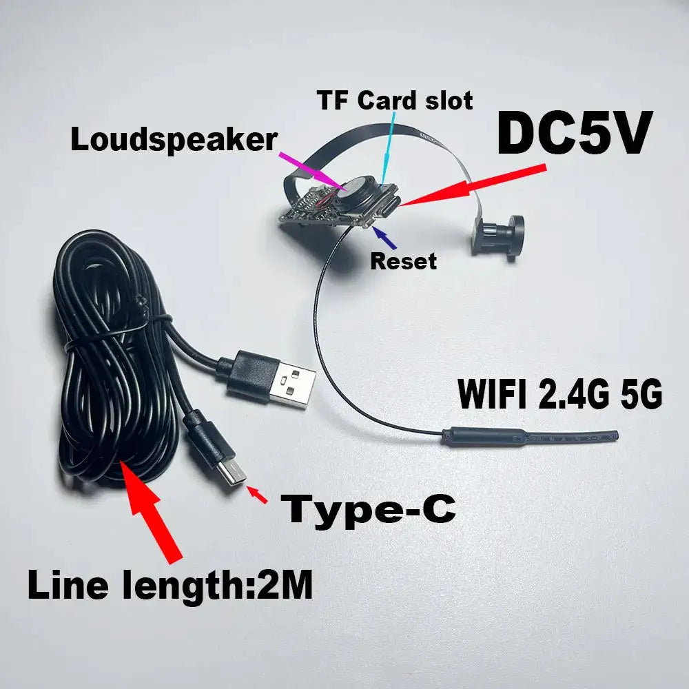 Tuya Mini wifi Pcb Camera Wide angle 2.1mm 3MP Indoor Onvif Built-in Audio TF Card Slot IPC Smart Security TUYA APP Cam