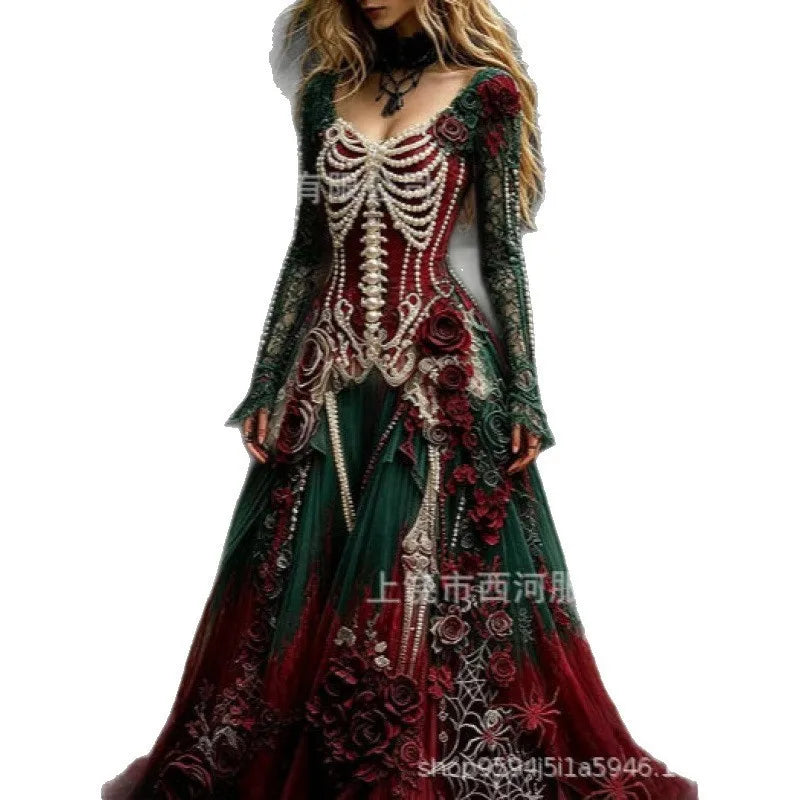 Dark Pleated Gothic Maxi Dress