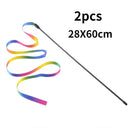 Rainbow Strips Cat Teaser Wand - Fun Interactive Toy