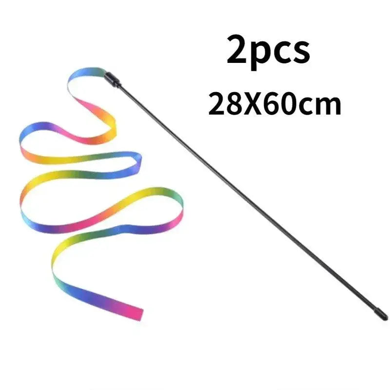 Rainbow Strips Cat Teaser Wand Interactive Toy For Cats