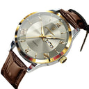 Poedagar Mens Leather Date Week Watch