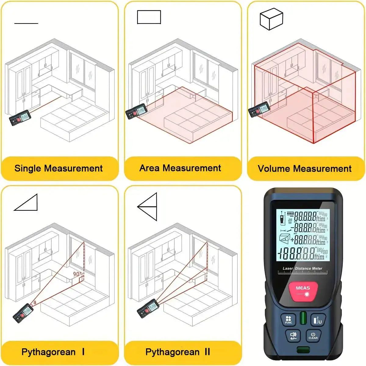 100m Laser Distance Meter 50m Laser Rangefinders Digital Tape with Bubbles Leveling Handheld Trena Range Finder Measurer Ruler