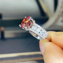 Sterling Silver Sterling Silver Red Moissanite Ring