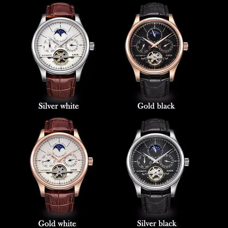 LIGE Tourbillon Watch Automatic Movement Timepiece