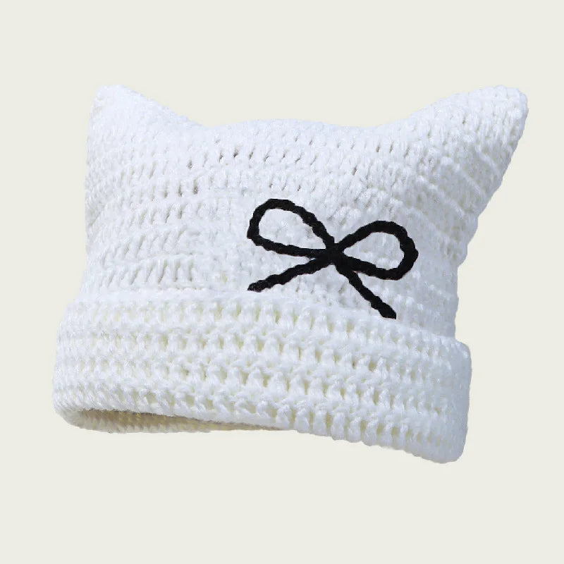 Striped Cat Ear Knitted Cap