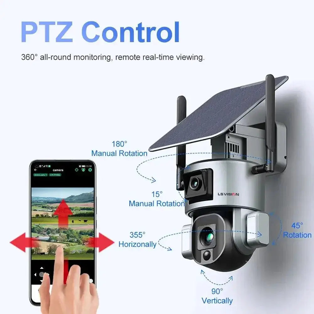 Solar Security Camera Dual Lens Tech Outdoor Surveillance