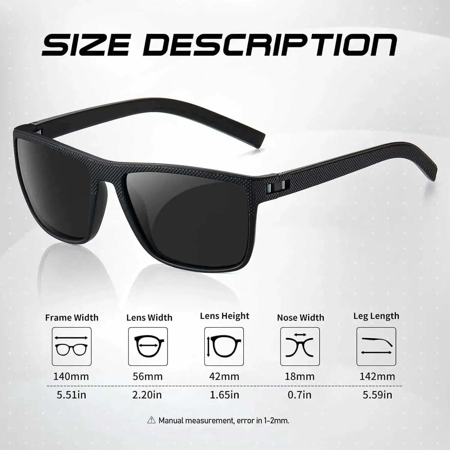 Crixalis 3PCS UV400 Polarized Square Sunglasses For Men