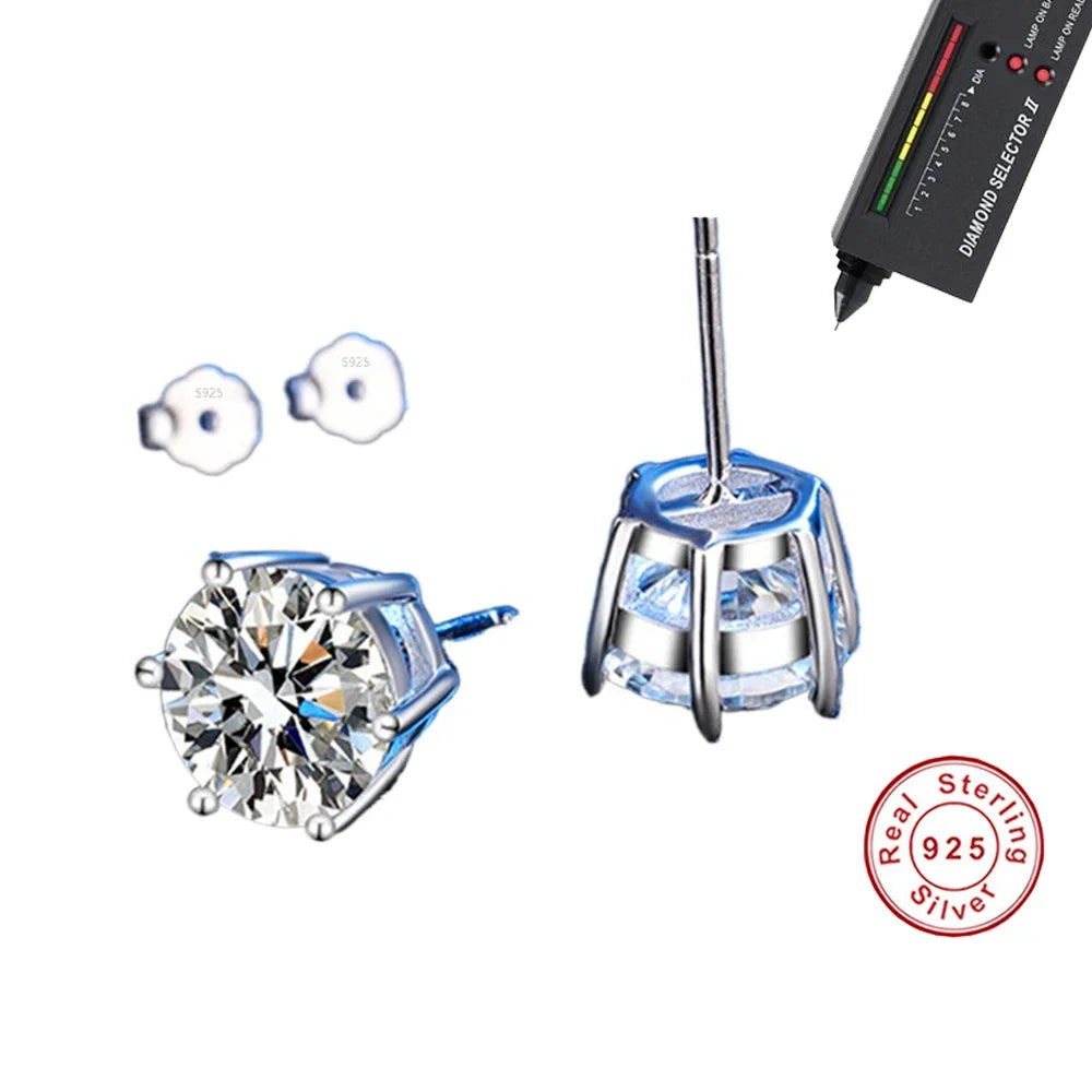 Moissanite Stud Earrings in Sterling Silver — product view 7