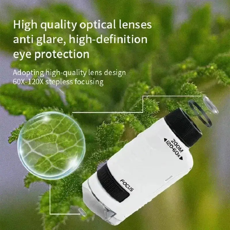 Kid Science Pocket Microscope Toy Kit 60 To 120x Educational