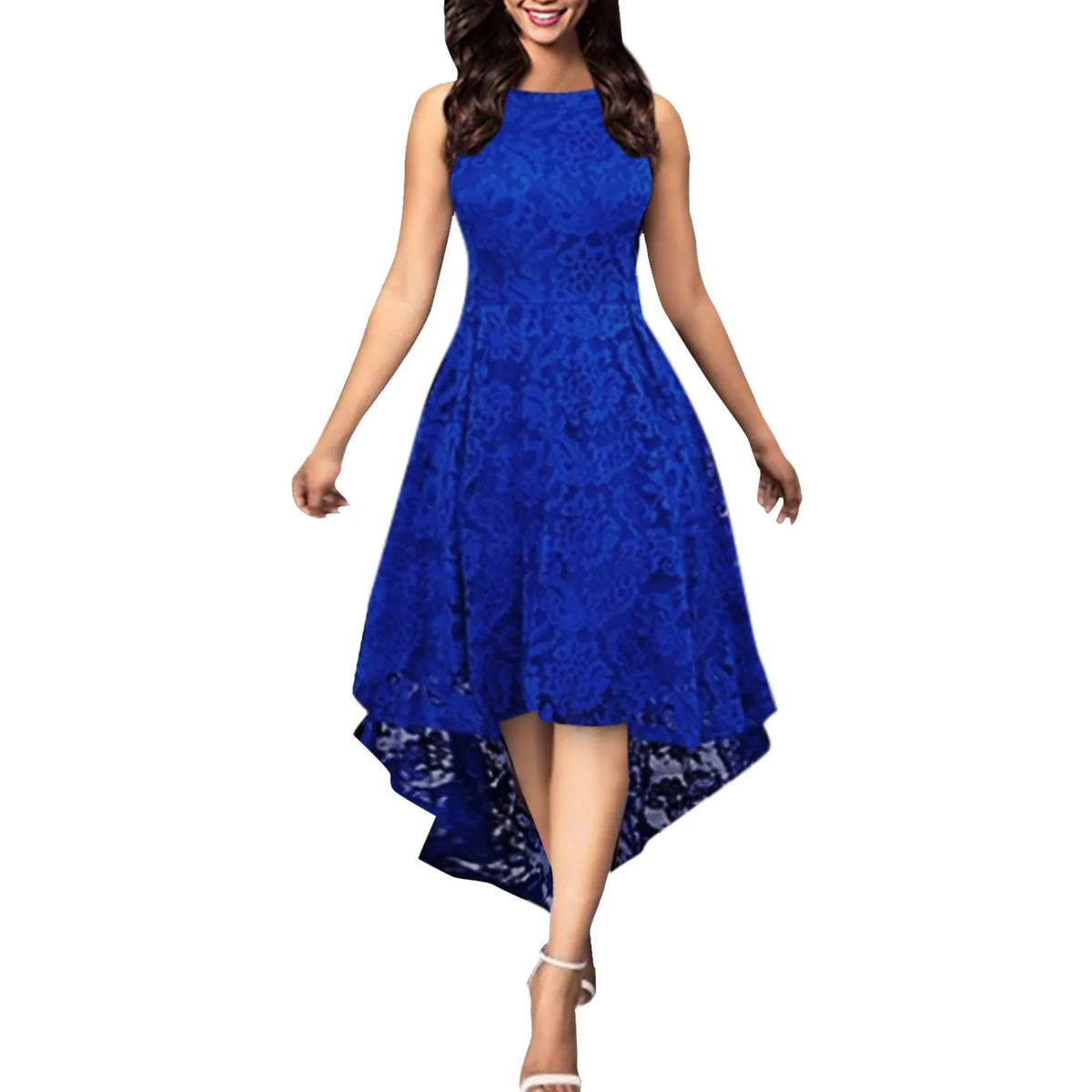 Sleeveless Lace Cutout Midi Dress