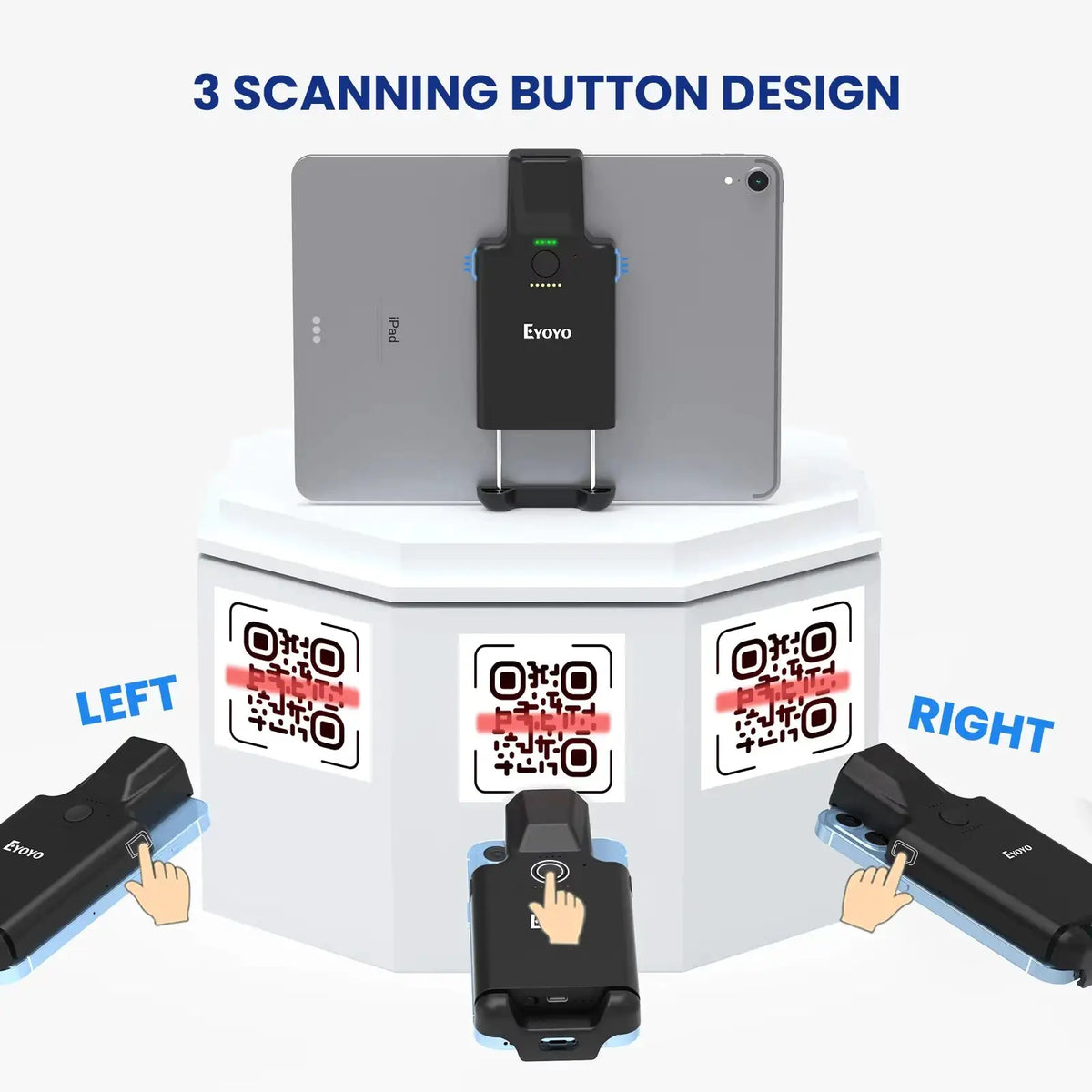 Eyoyo EY-036 Upgraded Back Clip QR Code Scanner 1D 2D Portable Bluetooth Barcode Scanner Wireless UPC ISBN PDF417 Data Matrix Bar Codes Reader, Compatible with iOS, Android, Windows, Suitable Works with Phone/iPad