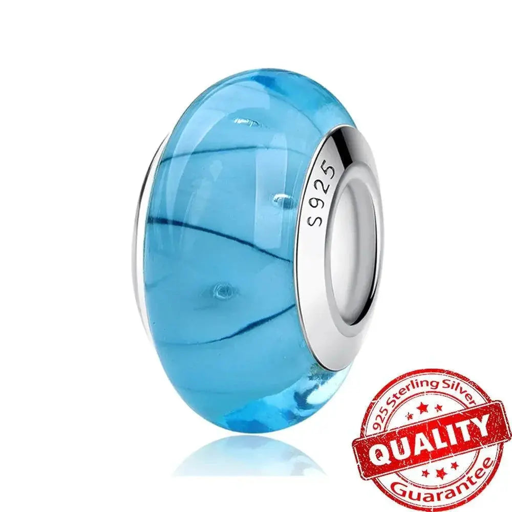 Colorful Heart Murano Glass Charm Sterling Silver Pandora