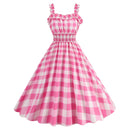 Plaid Ruffled Backless Maxi Dress