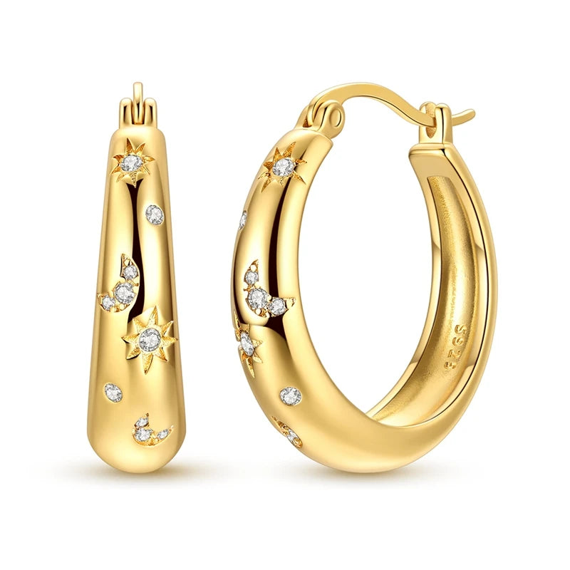 Sterling Silver Women's Earrings Golden