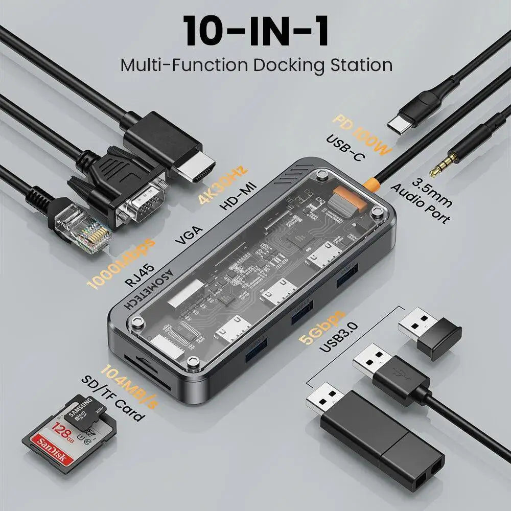 10-In-1 USB-C Dock for MacBook With 4K HDMI Fast Charging