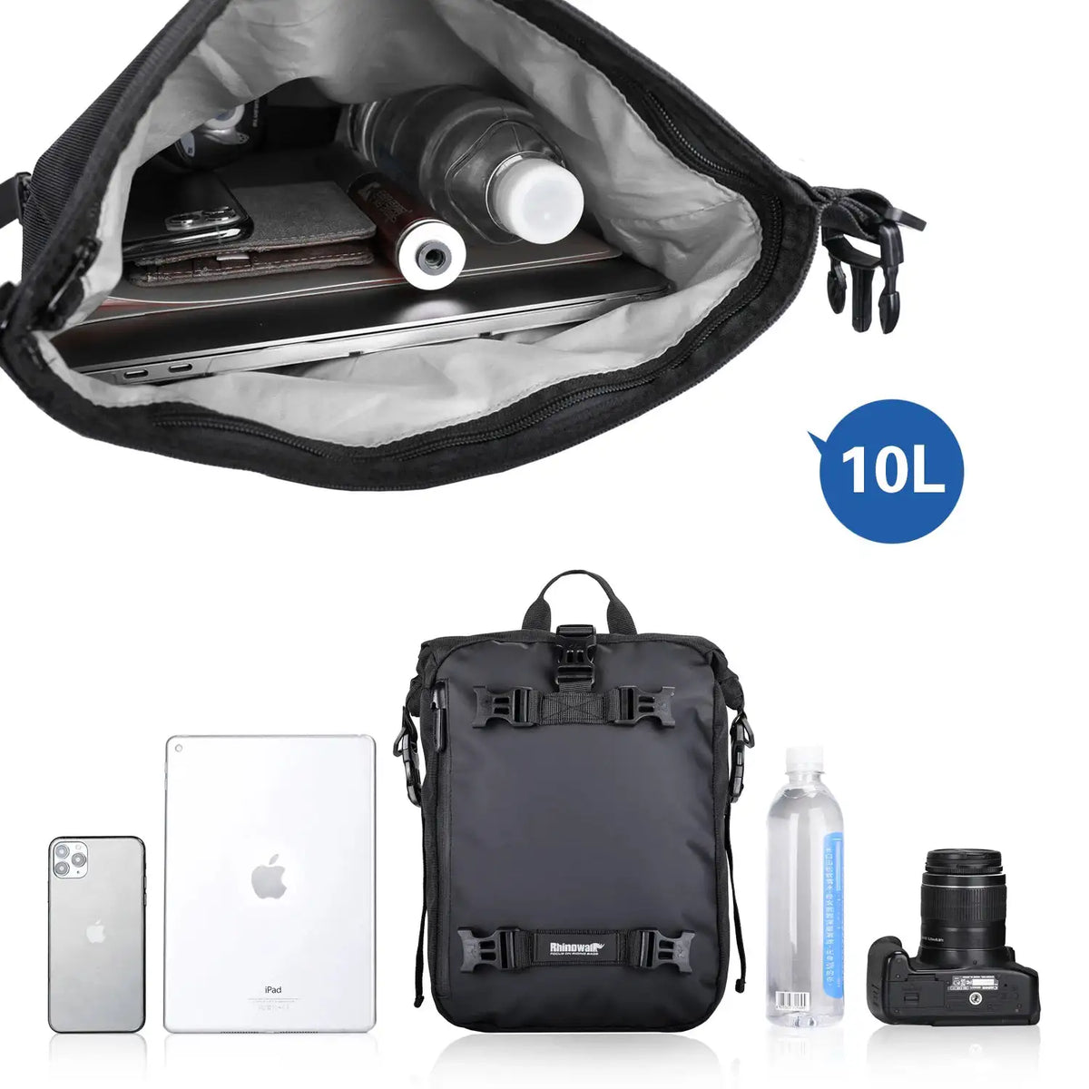 Rhinowalk Motorcycle Tank Bag Set With Base Universal 10L Internal Waterproof Outdoor Riding Pack Travel Shoulder Bags Saddle