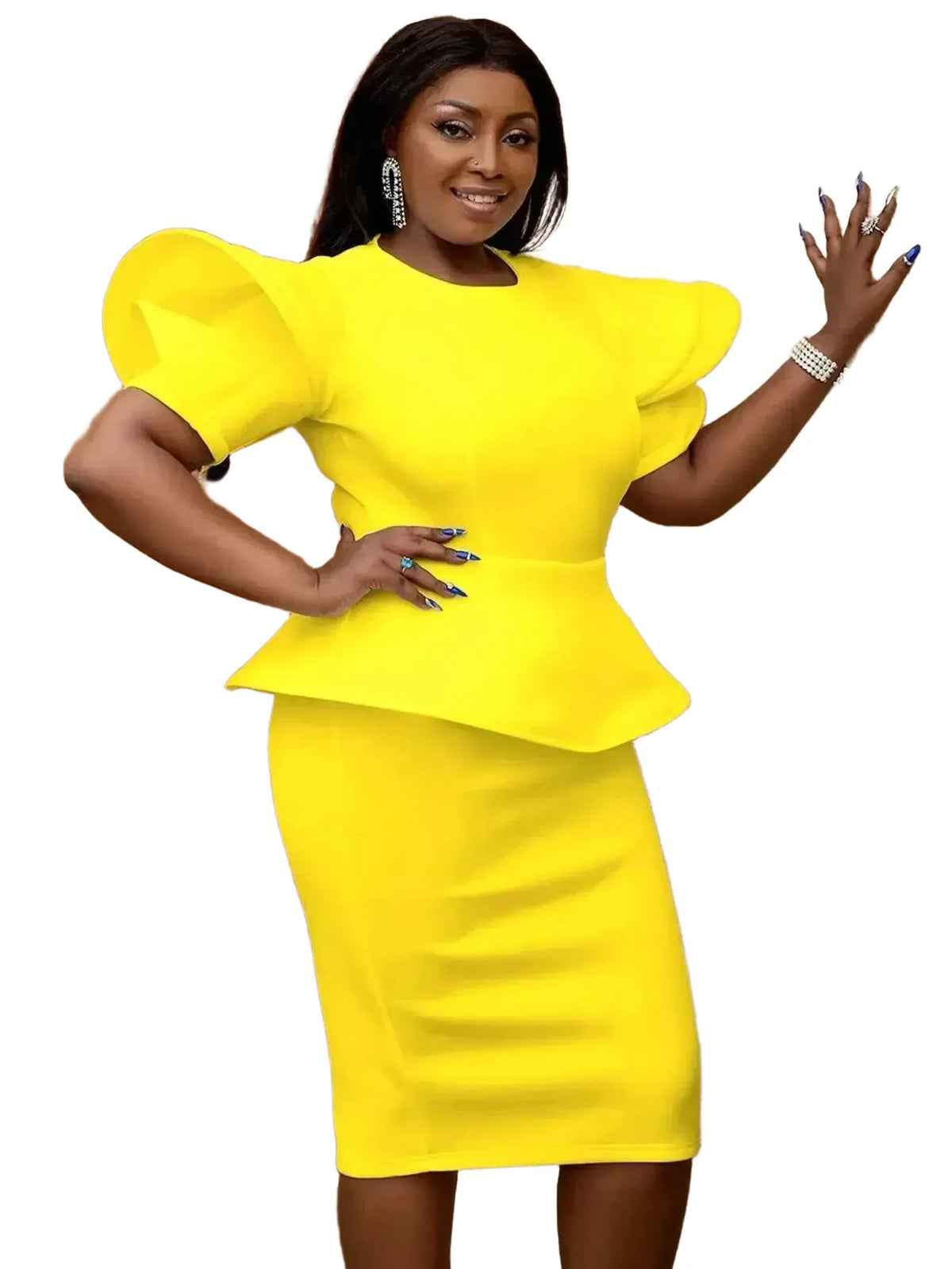 Flattering Peplum Dress for Women Party — product view 1
