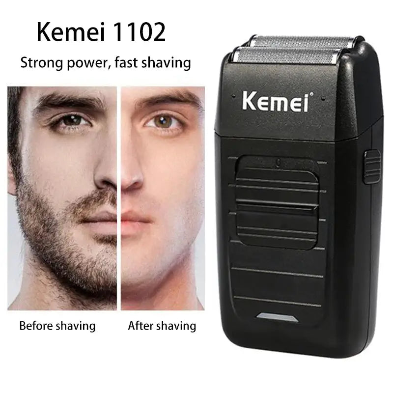 Kemei Rechargeable Cordless Shaver for Men Twin Blade Reciprocating Beard Razor Face Care Multifunction Strong Trimmer KM-1102