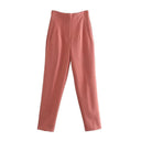 Vintage High-Waist Zipper Fly Trousers for Stylish Women