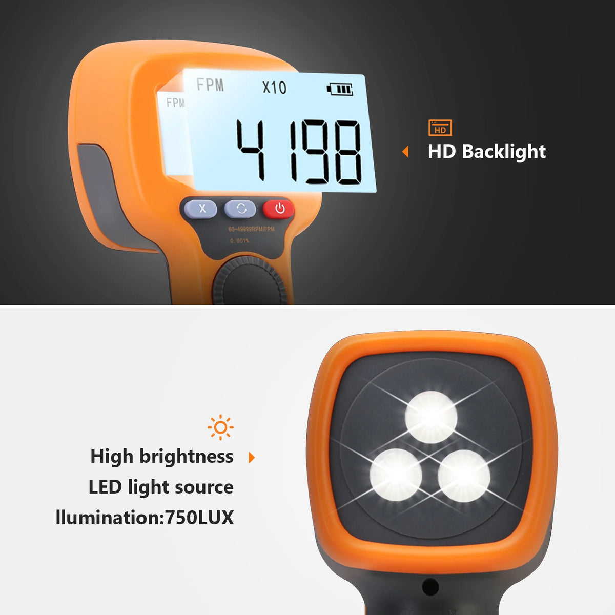 LED Stroboscopic Handheld Motor Speed Tester High Precision Motor — product view 3