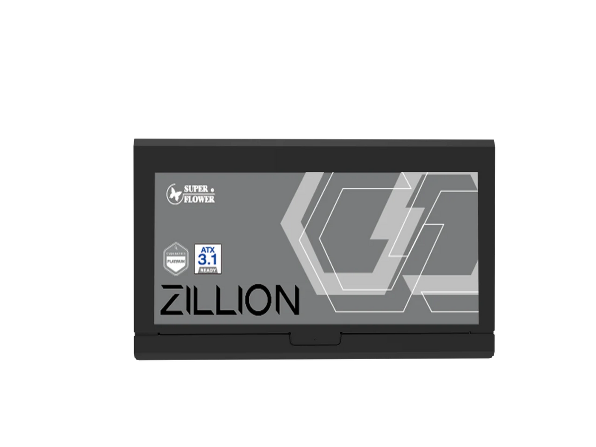 Super Flower Zillion FP 1000W Cybenetics Platinum, Full Modular Embossed Cables, ATX 3.1 / PCIe 5.1, W/12V-2x6 Native Cable, Power Supply, FDB Fan, SF-1000Z12FP, Black version