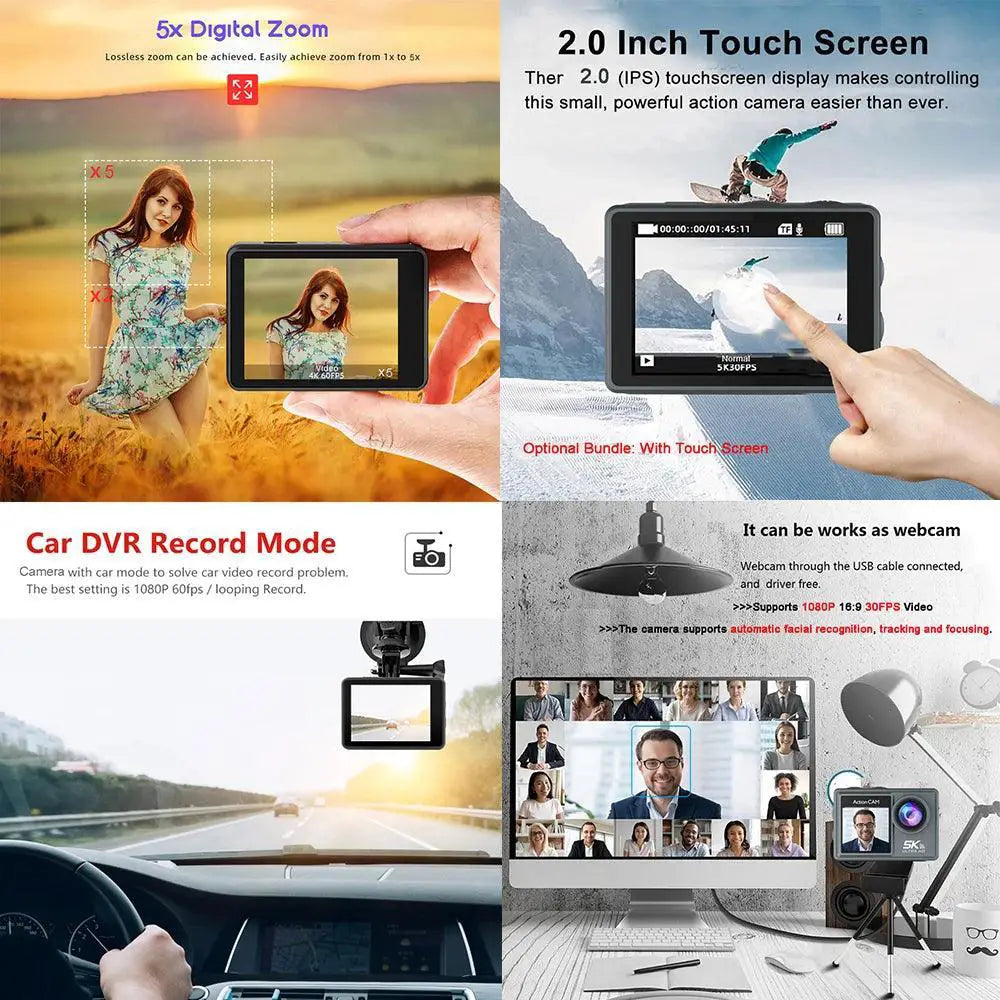 5K Action Camera Capture Adventure With Wireless Mic Remote