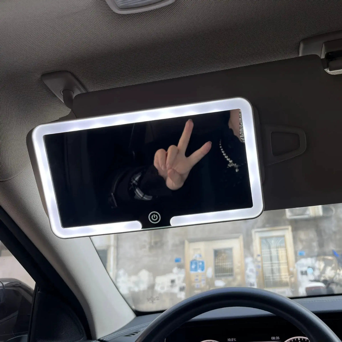 Universal Car Sun Visor Makeup Mirror with LED Fill Light, Rechargeable HD Vanity Mirror, Portable Car Interior Cosmetic Mirror