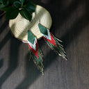 Bohemian Geometric Glass Beaded Fringe Earrings With Gradient Beads