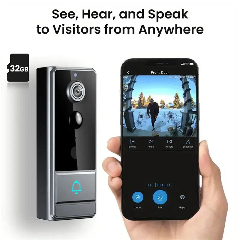 XBIBI Wireless Camera, Multi-combination Smart Doorbell, Wide-angle Video Surveillance, Two-way Voice Intercom, Cloud Storage, Support For Rechargeable Batteries, Equipped With AI Human Body Detection And 2.4G WiFi Connection
