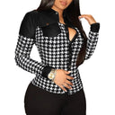Printed Collar Pocket Button Jacket