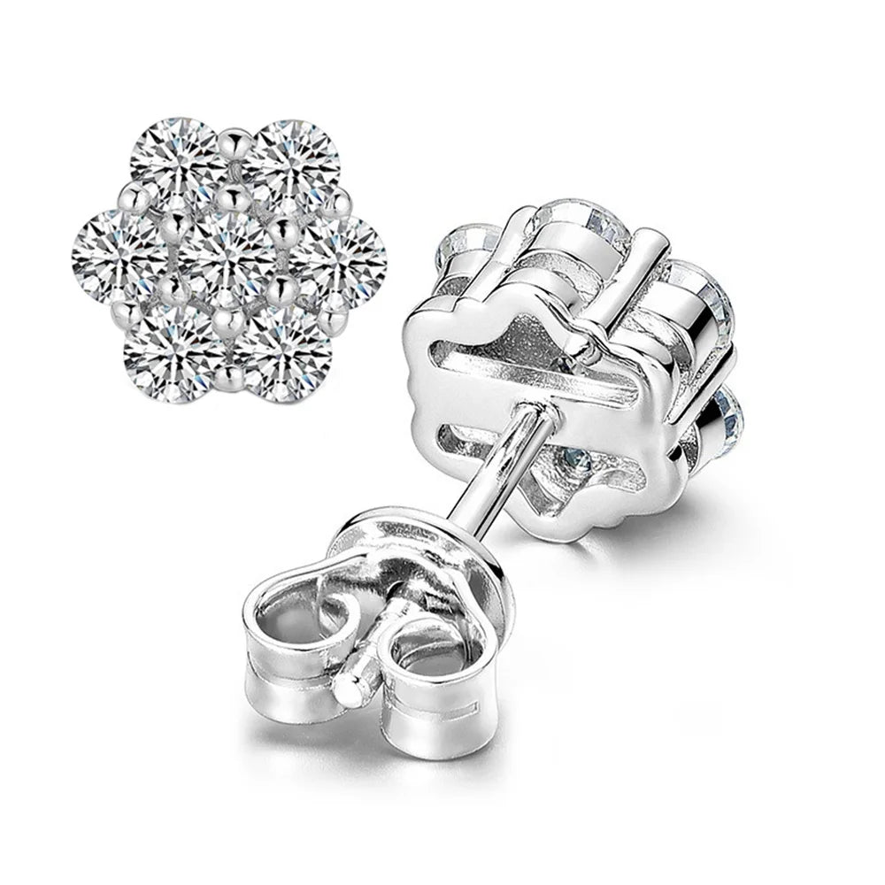 Snowflake Moissanite Stud Earrings in Sterling Silver — product view 2