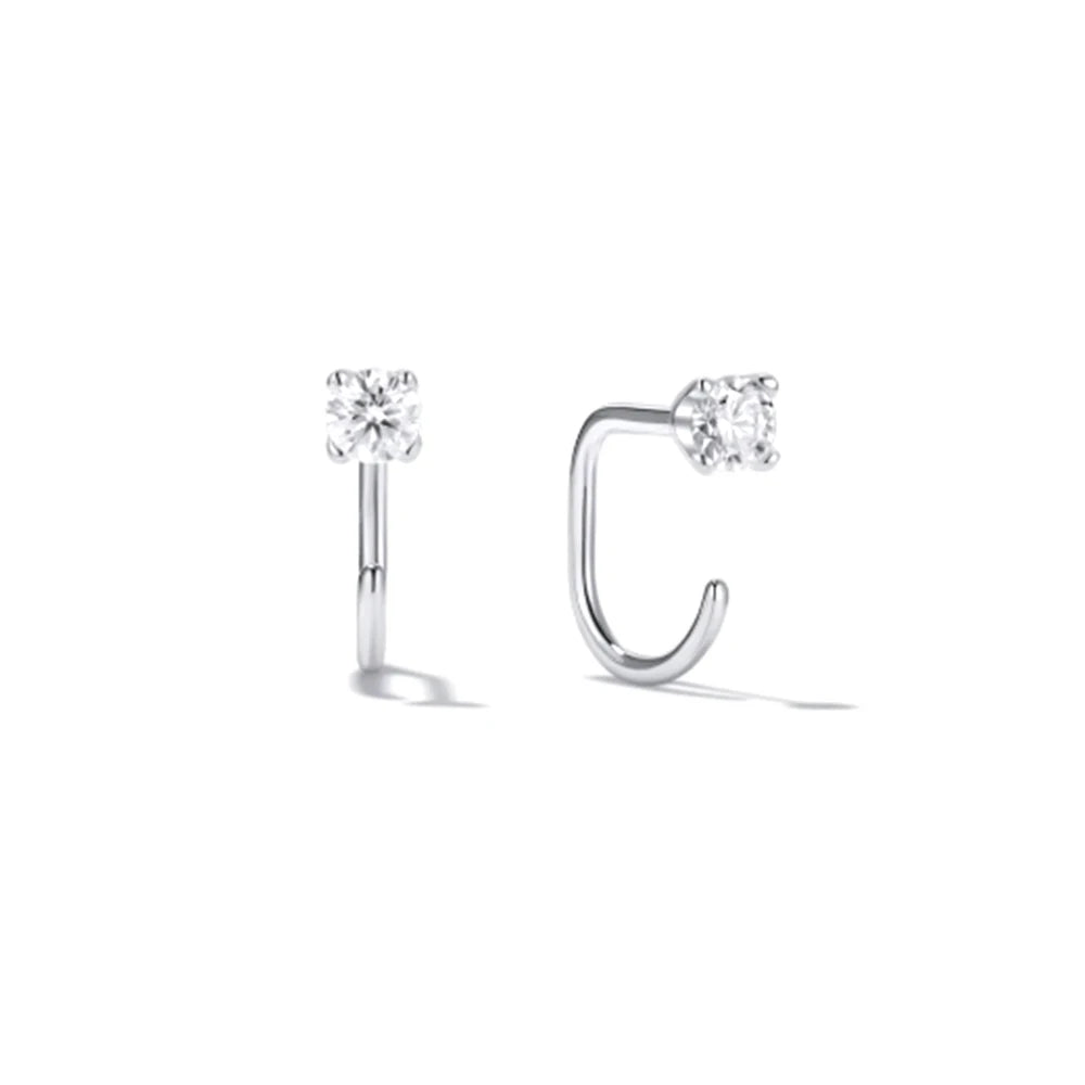 Moissanite Earrings in Sterling Silver — product view 2