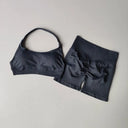 Yoga Set Seamless Halter Bra Matching Shorts Outfit