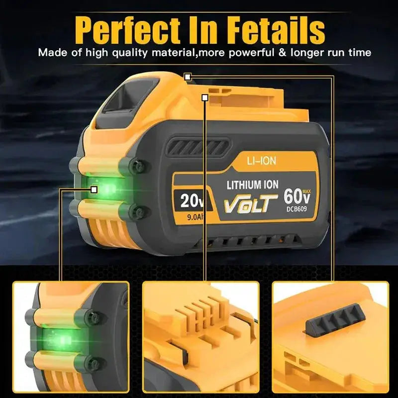 High-Performance 20V-60V 9.0Ah Li-Ion Tool Battery Pack