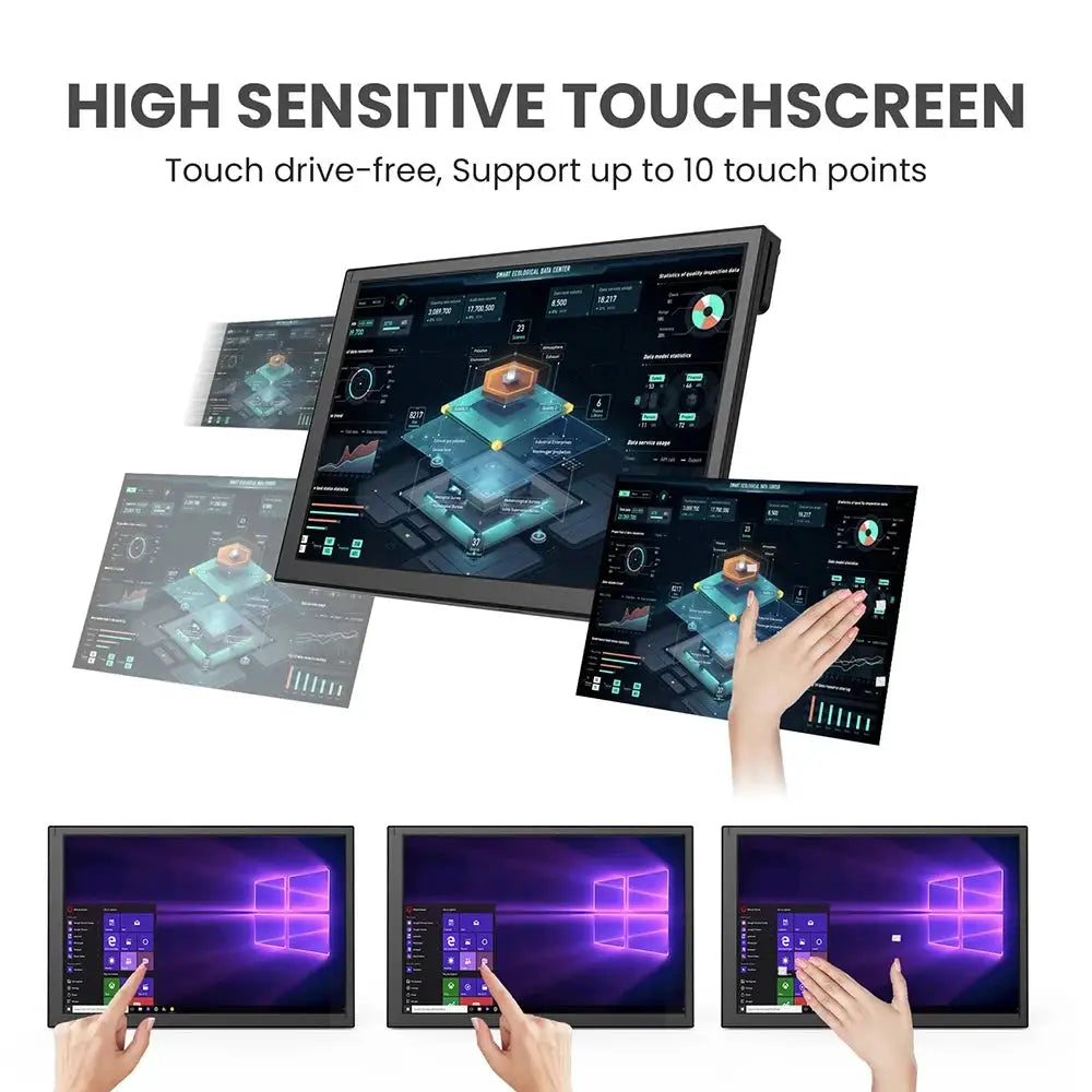 Eyoyo 10.1-inch Capacitive Touchscreen for Raspberry Pi LCD Display 1280x800 HD IPS Screen Driver-free Portable HDMI Touch Monitor Supports Banana Pi&Gaming Consoles