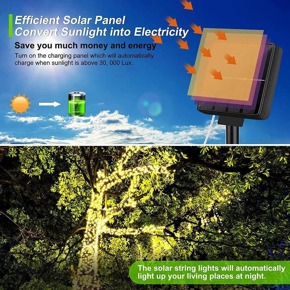 Bright Solar LED Fairy Lights Weatherproof Garden Decor