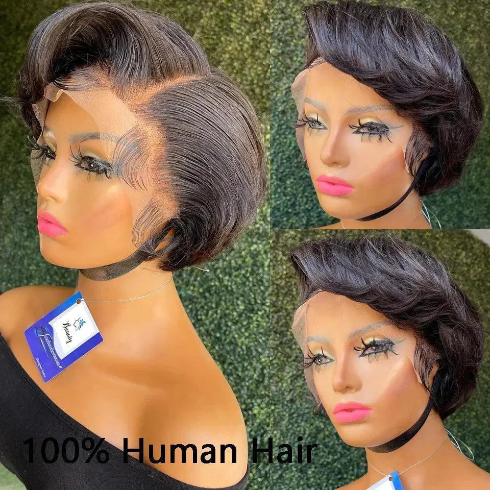Short Bob Pixie Cut Wig Lace Front 100 Brazilian Hair