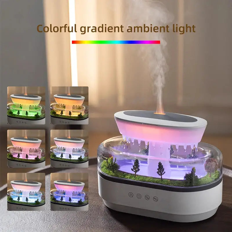 Raindrop Air Humidifier Ultrasonic Essential Oil Diffuser with Colorful Light White Noise Home Bedroom Fragrance Aromatherapy