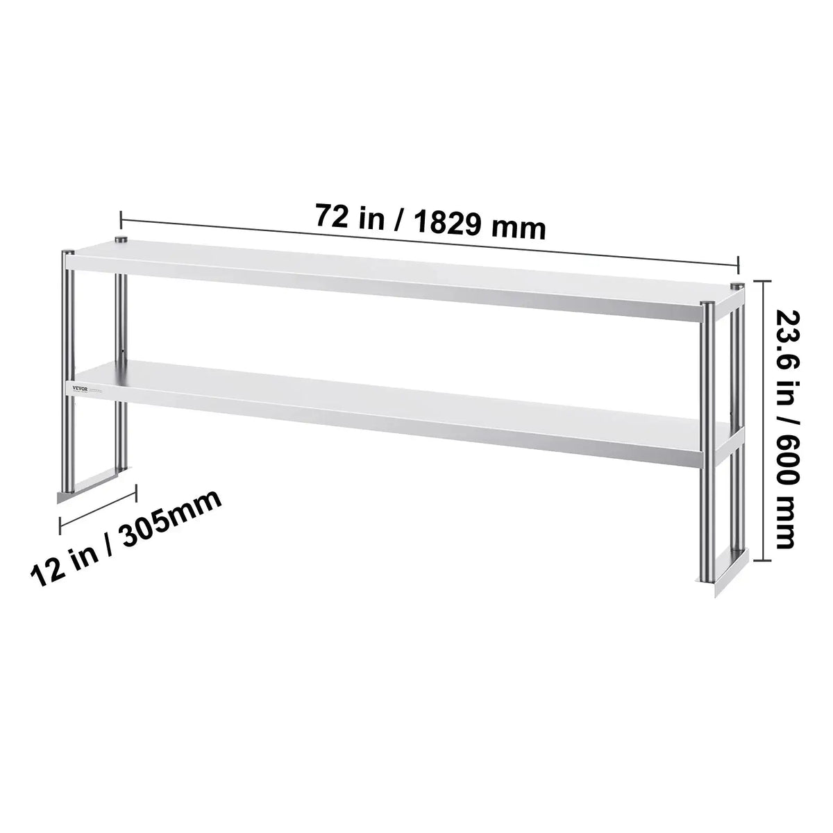 SucceBuy Stainless Steel kitchen worktable Overshelf with Height — product view 8