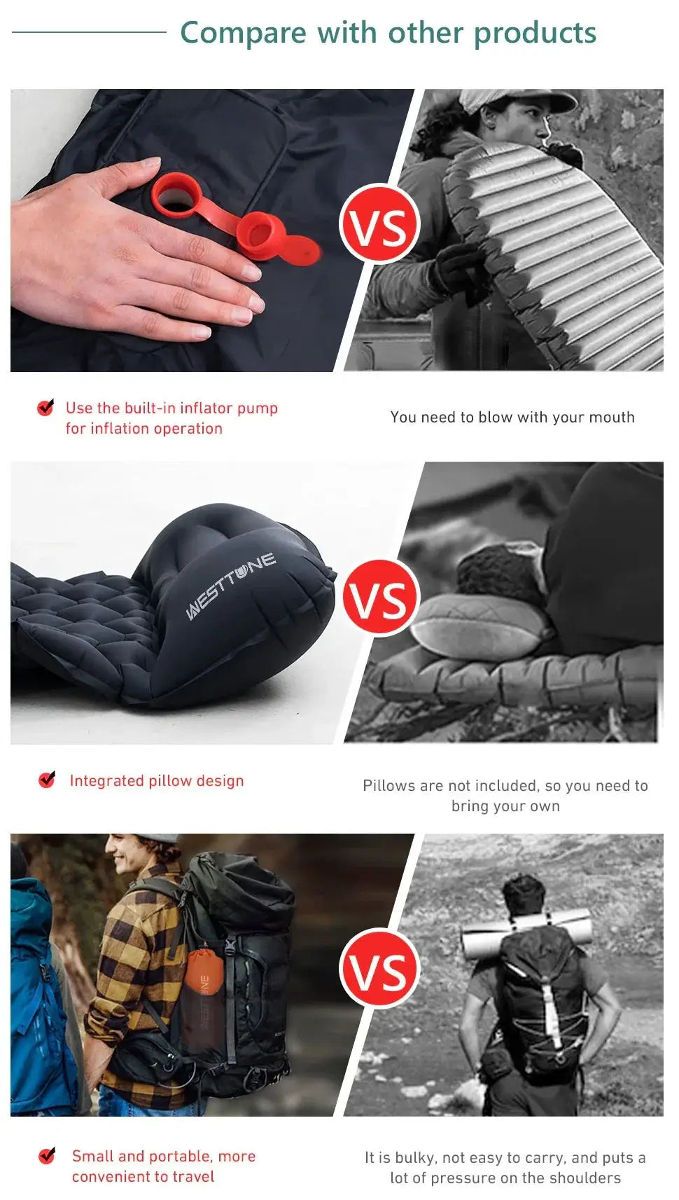 Ultralight Sleeping Pad for Camping Pump — product view 15