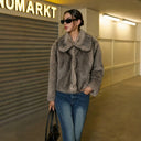 Square Neck Faux Fur Coat